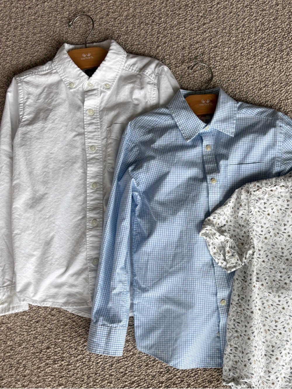 Boys sz 7 Button-Up Dress Shirt Bundle - White, Light Blue